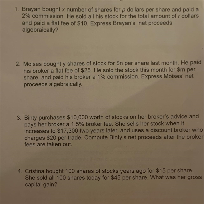 Brayan bought x number of shares for p dollars per share and paid a 2% commission-example-1