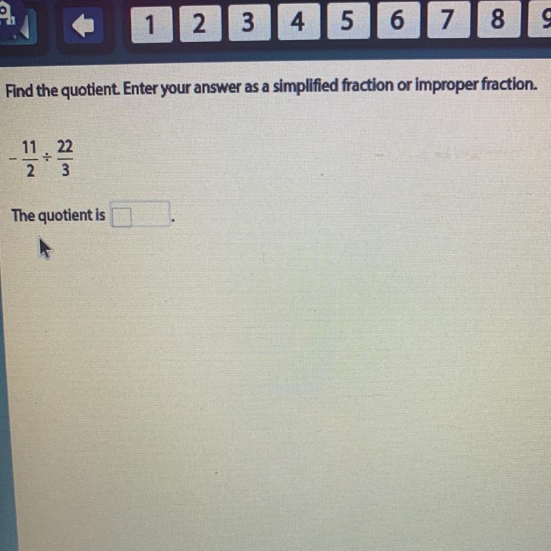 Find the quotient. Enter your answer as a simplified fraction or improper fraction-example-1