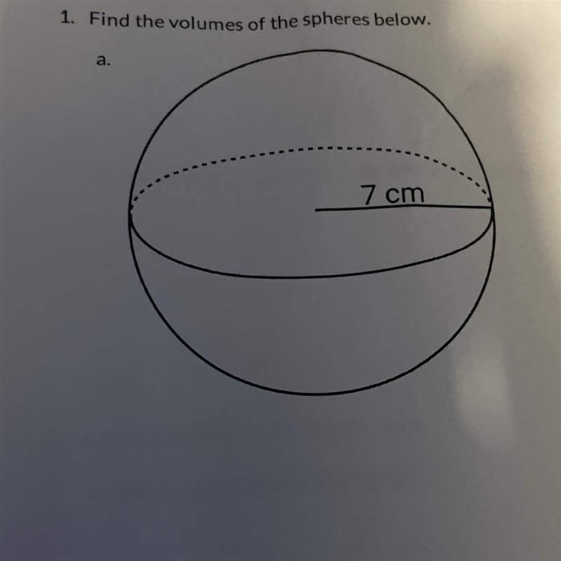 1. Find the volumes of the spheres below.-example-1