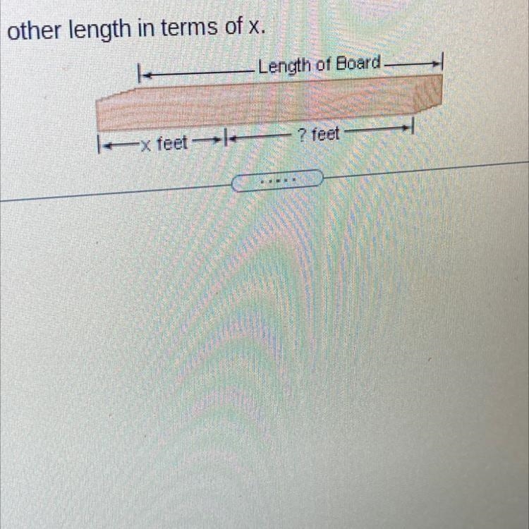 A 2-foot board is cut into pieces if one piece is x feet long express the other length-example-1