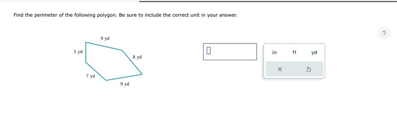 Find the perimeter of the following polygon. Be sure to include the correct unit in-example-1