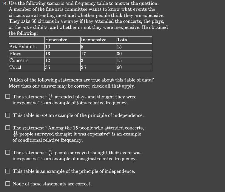 Use the following scenario and frequency table to answer the question. A member of-example-1