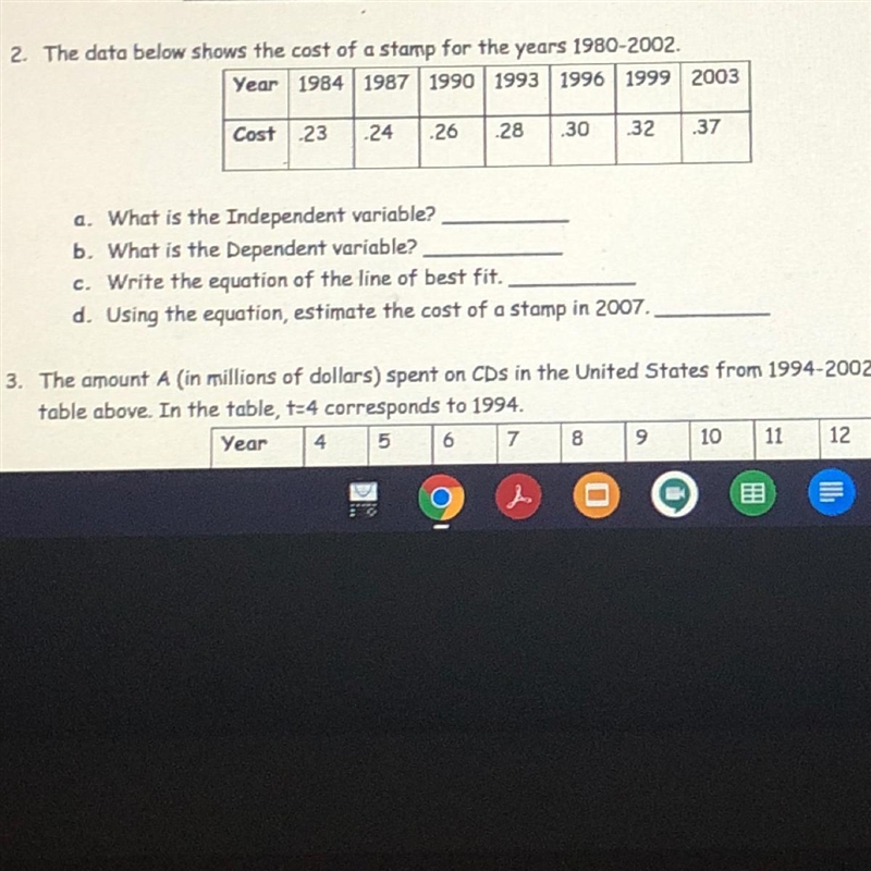 The data below shows the cost of a stamp for the years 1980-2002.-example-1