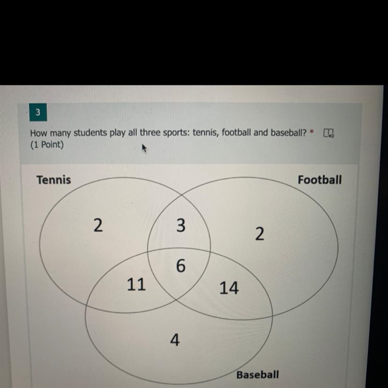 How many students play all three sports: tennis, football and baseball?-example-1