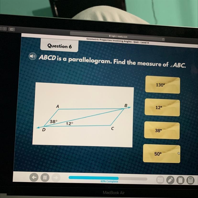 ABCD is a parallelogram. Find the measure of-example-1