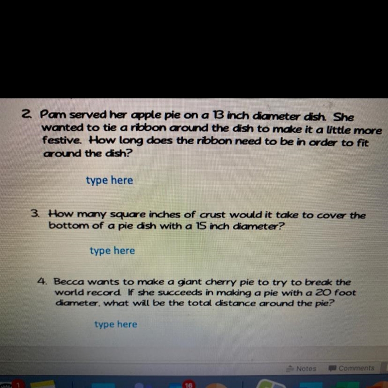 Volume with PI math problem￼, we are looking at number two. The sentence says, Pam-example-1