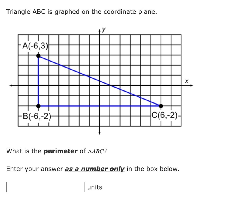 Triangle ABC is graphed on the coordinate plane. What is the perimeter of ∆ABC? Enter-example-1