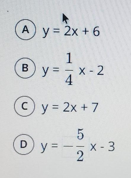 The first equation in a system is 5x+2y=-4Which equation gives a system with no solution-example-1