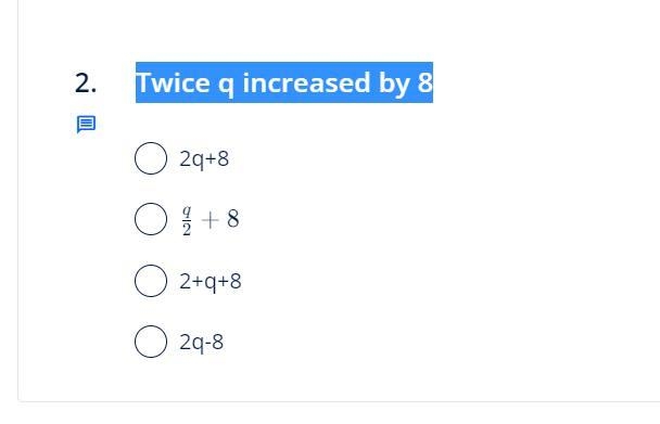 Twice q increased by 8-example-1