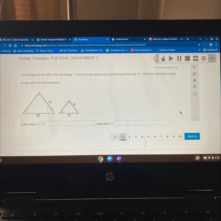 I need help finding the scale factor and side b-example-1