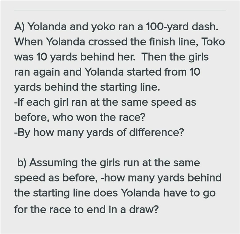 A-) who won the race? a1)By how many yards of difference? B-) How many yards behind-example-1