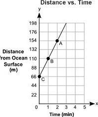 The graph shows the depth, y, in meters, of a shark from the surface of an ocean for-example-1