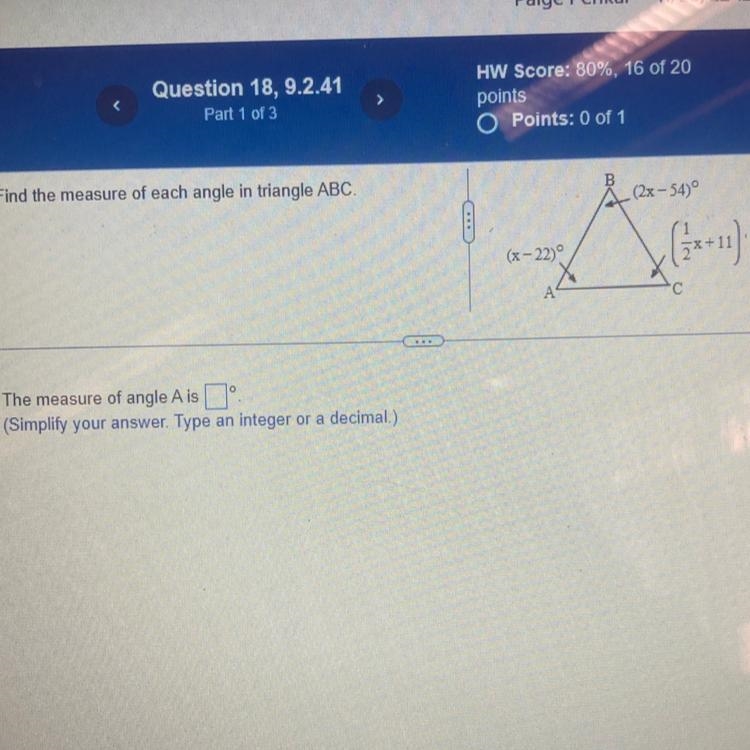 Find the measure of each angle in triangle ABC-example-1