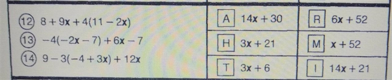 I need help with number 14. you have to simplify the expression and the answer will-example-1