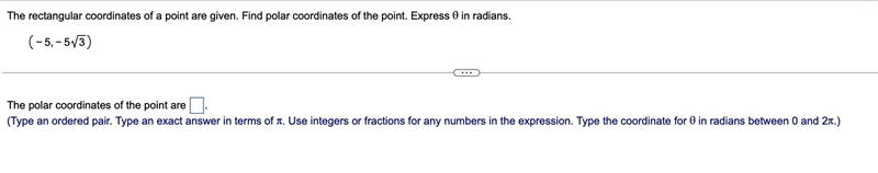 The rectangular coordinates of a point are given. Find polar coordinates of the point-example-1