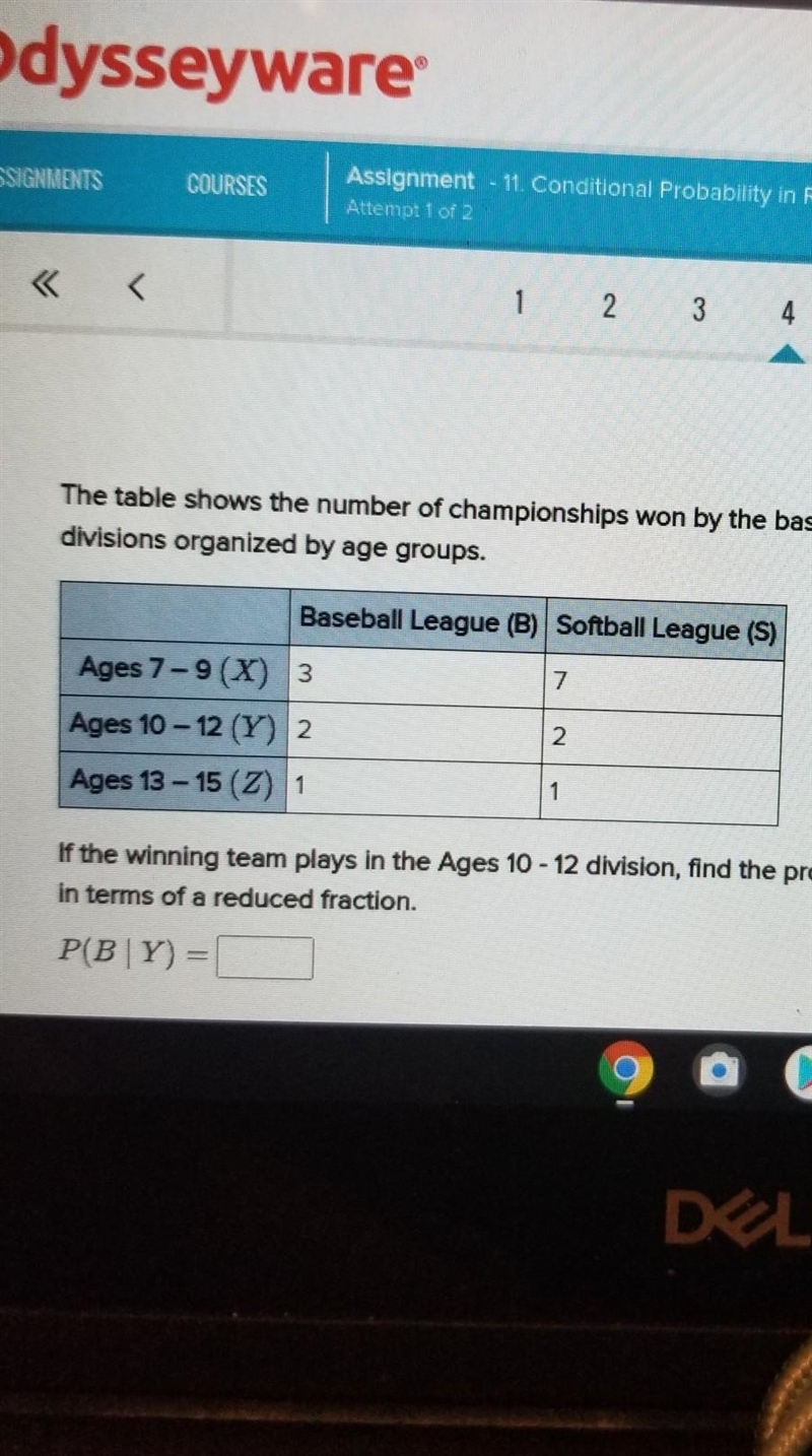 the table shows the number of companionship someone by the baseball and softball leagues-example-1