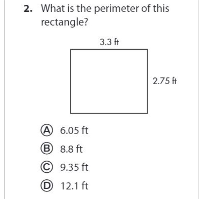 What is the Perimeter of a square that is 3.3ft by 2.75ft-example-1