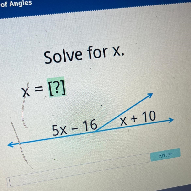 Solve for x.x = [?]?x + 105x - 16X + 10--example-1