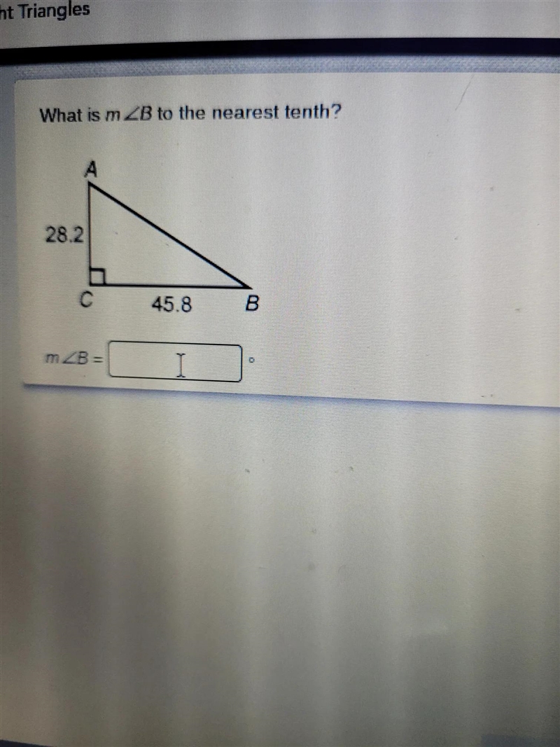 Ght mangles What is m ZB to the nearest tenth? 28.2 c 45.8 B m ZB-example-1