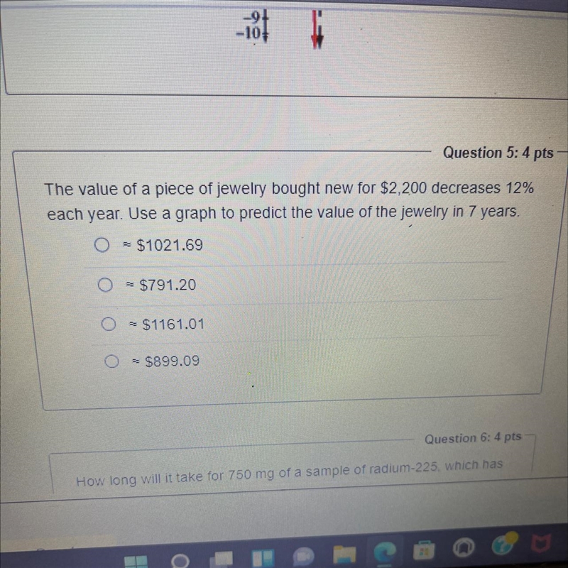 Use a graph to predict the value of jewelry in 7 years.-example-1