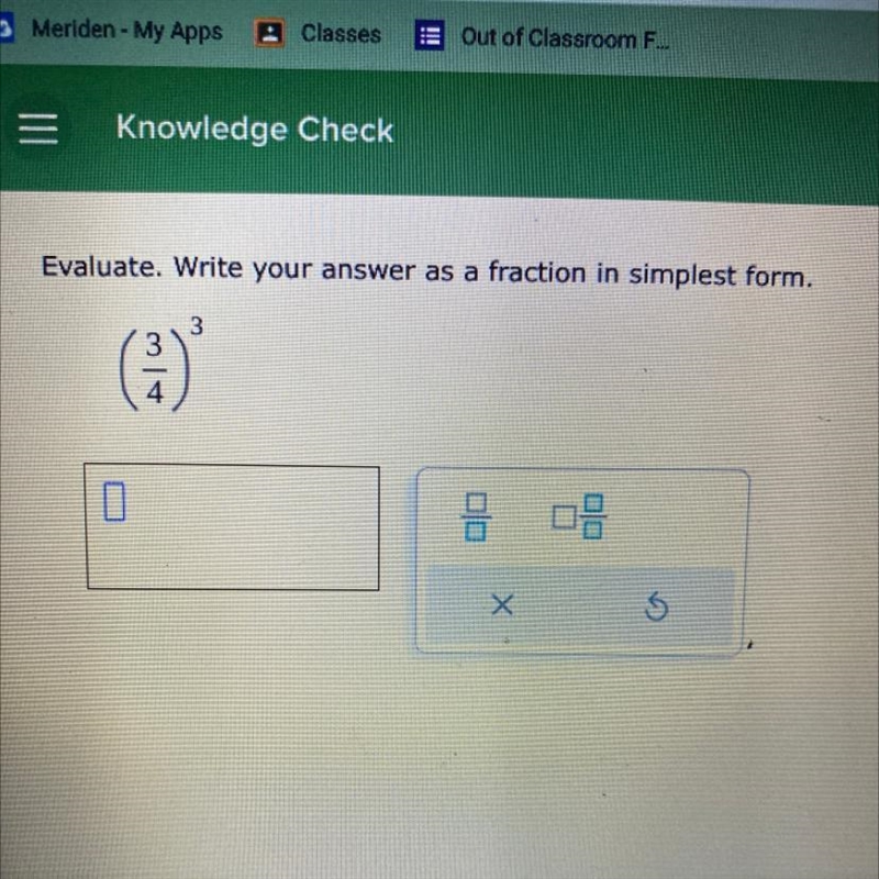 Evaluate. Write your answer as a fraction in simplest form.-example-1