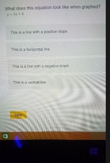 What does this equation look like when graph y = 3x +4-example-1