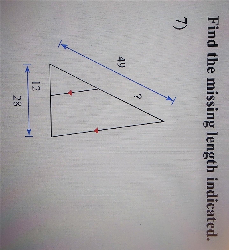 Can some help? or at least explain how to solve how to solve for the missing length-example-1