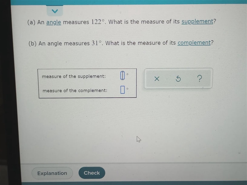 ||| O GEOMETRY Finding supplementary and complementary angles (a) An angle measures-example-1