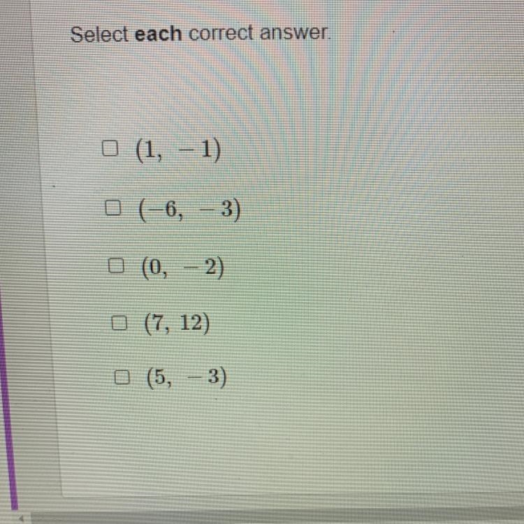 Which ordered pairs are solutions to the inequality y - 2x < -3?-example-1