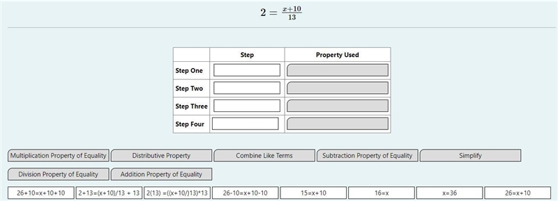 2=x+10/13 i really need help where everything goes-example-1