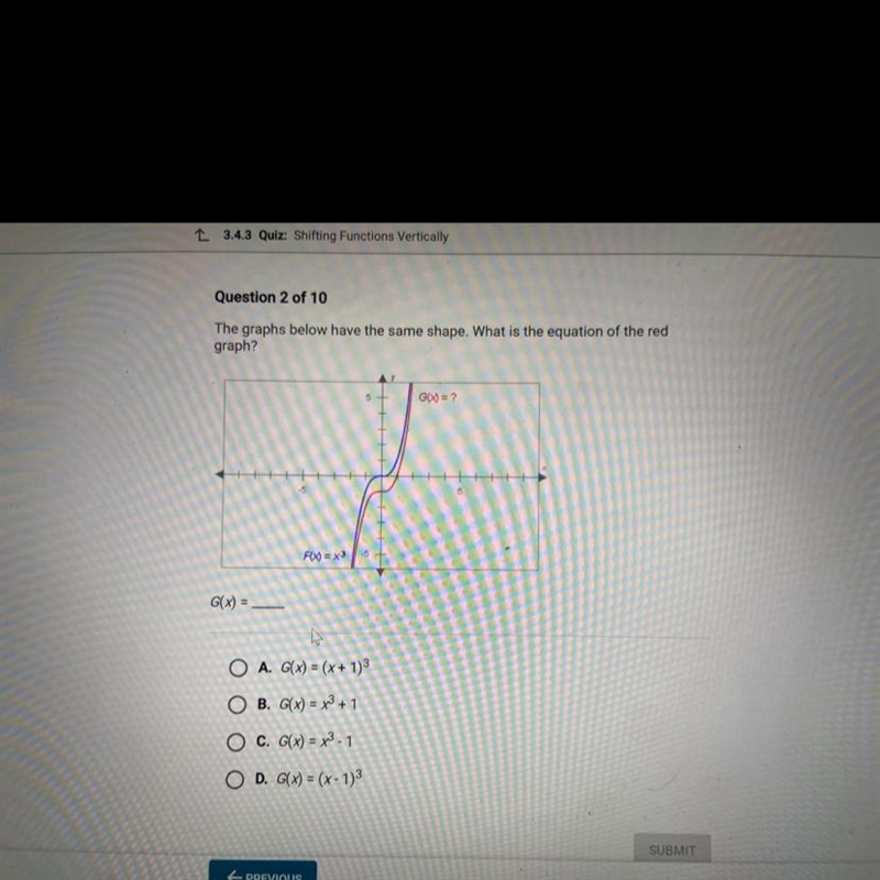 The graph below have the same shape. What is the equation of the red graph-example-1