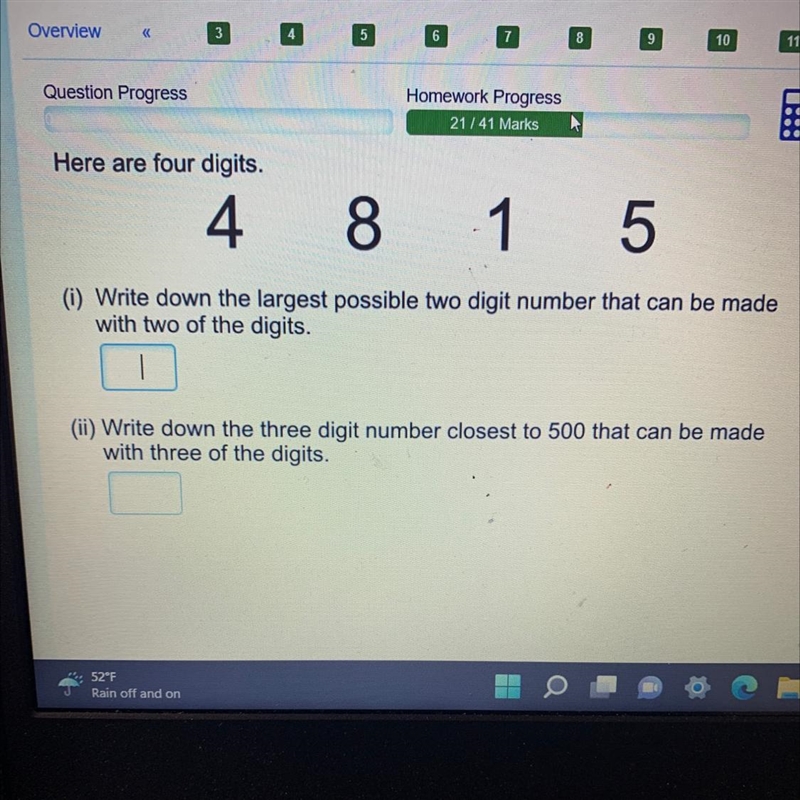 (i) Write down the largest possible two digit number that can be made with two of-example-1