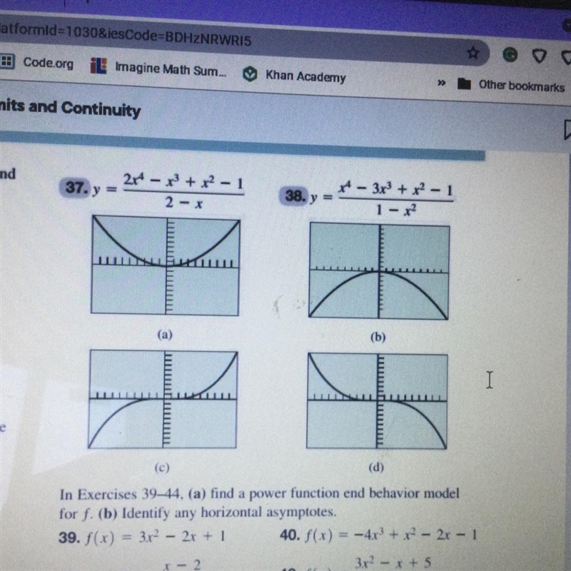 Number 37 match the function with its graph of its end behavior-example-1