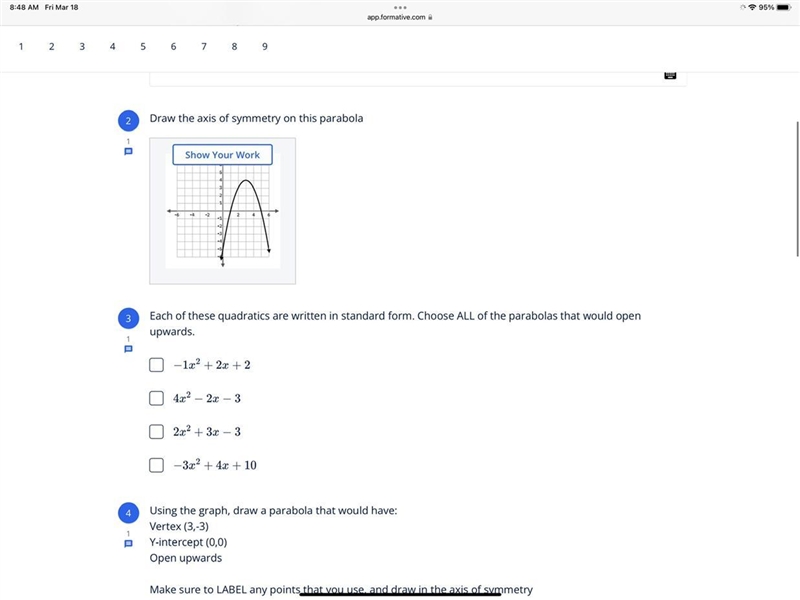 Each of these Quadratics are written in standard form choose all of the parabolas-example-1