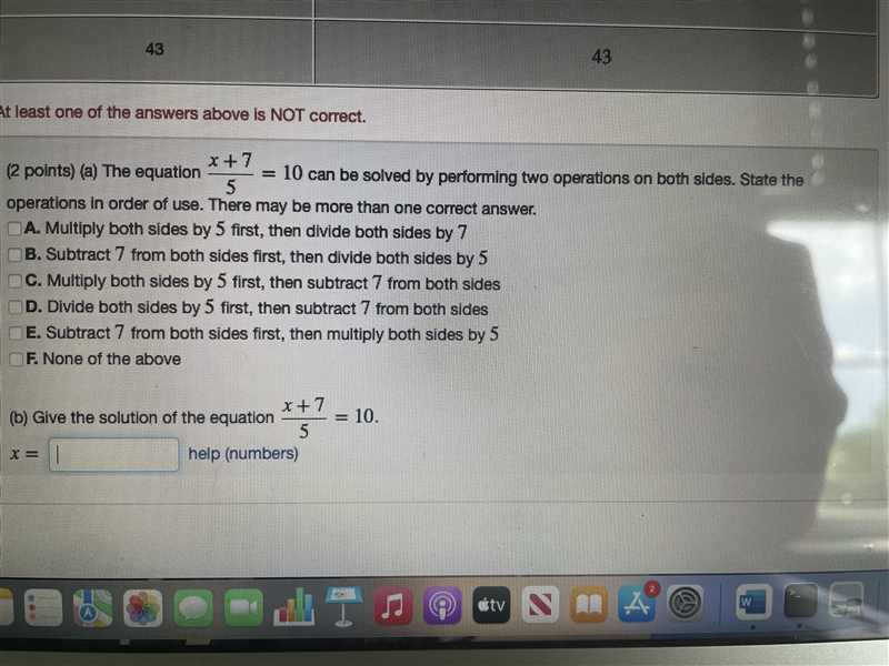 Solve the equation by performing two operations on both sides. State the operation-example-1