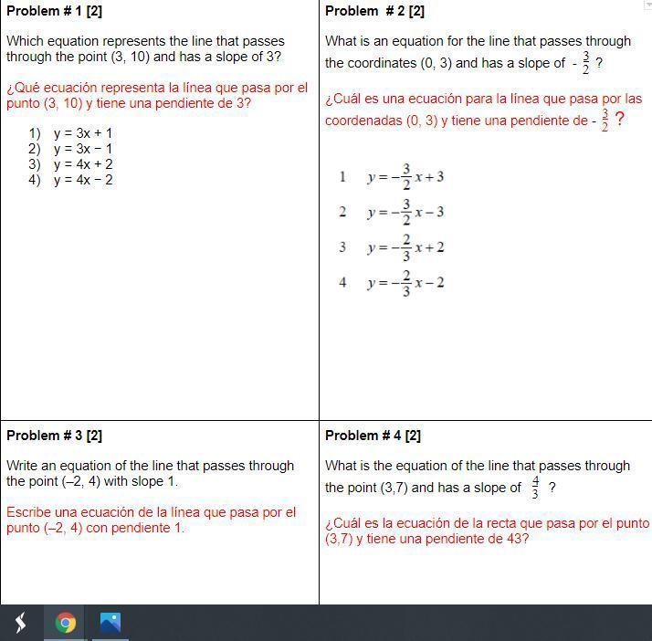 1) Which equation represents the line that passes through the point (3, 10) and has-example-1