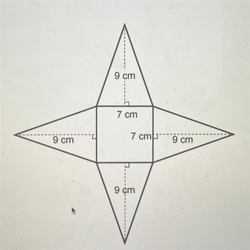 What is the surface area of the square pyramid represented by the net?-example-1