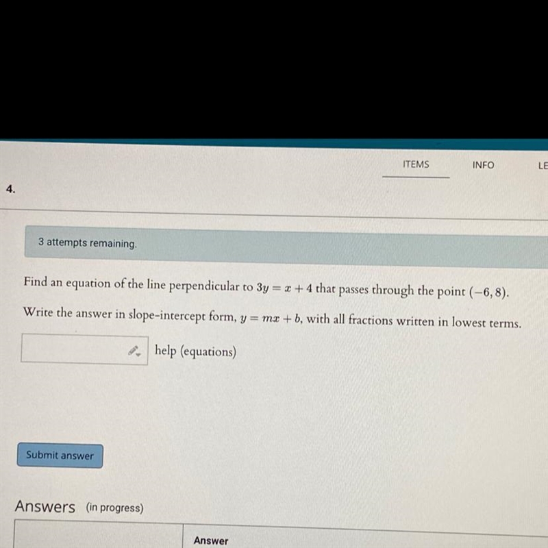 Write the answer in a slope intercept form Y=Mx + b with all fractions written in-example-1