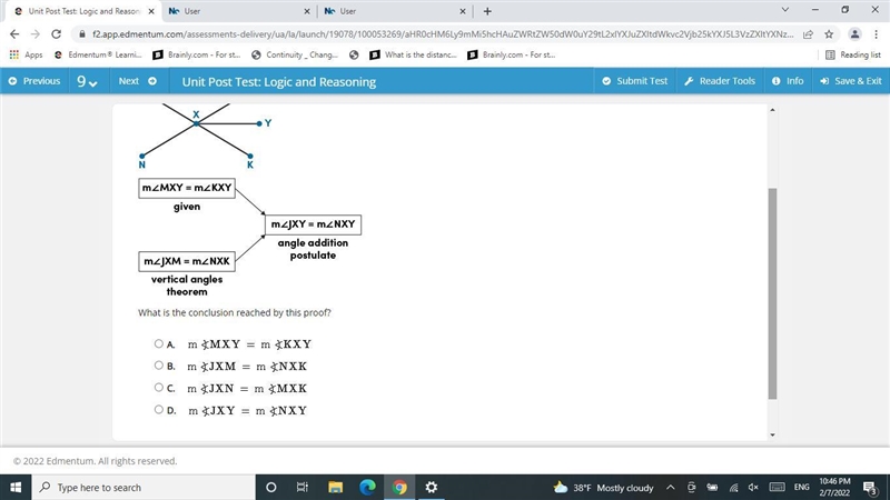 What is the conclusion reached by this proof?A. B. C. D.-example-2