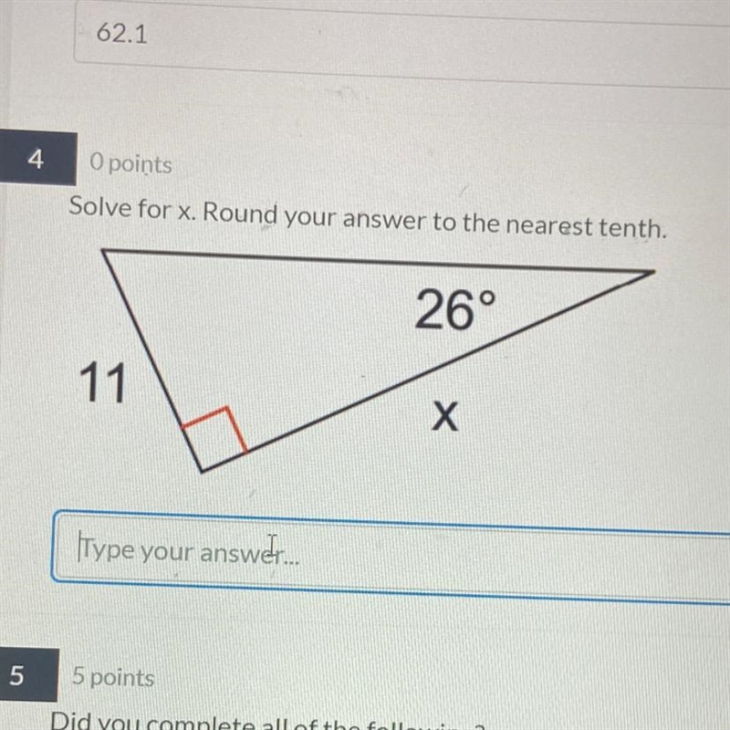 Solve for x. Round your awnser to the nearest tenth.-example-1