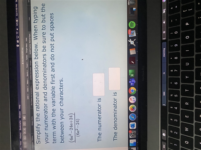 Simplify the rational expression below. When typing your numerator and denominators-example-1