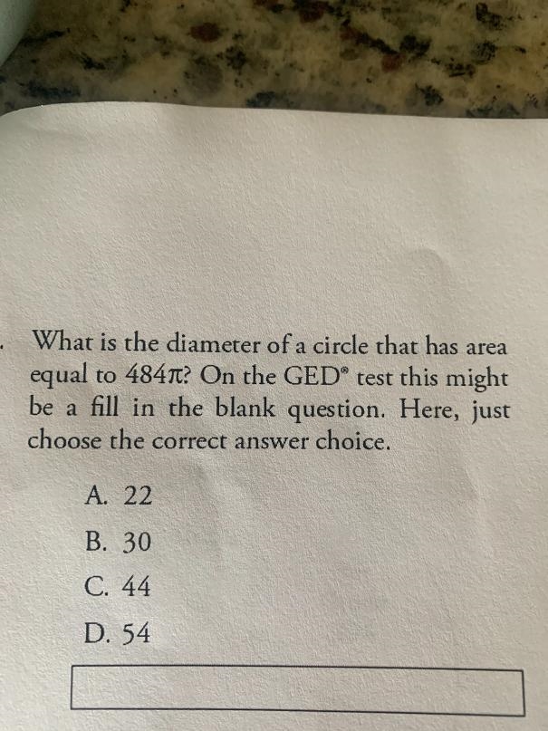 What is the diameter of a circle that has areaequal to 484T?-example-1