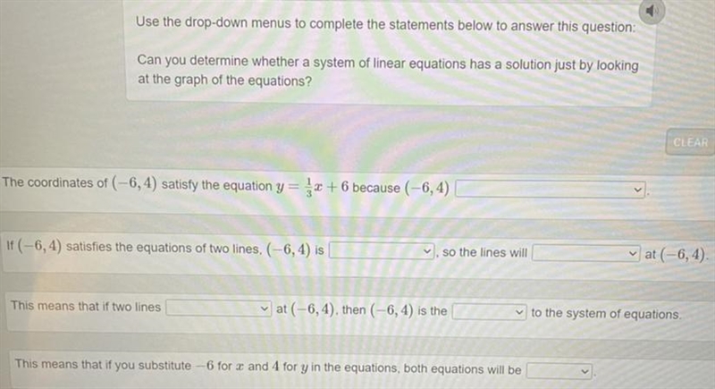 Please help me on this question Drop down 1:Is on the x-axisIs on the y-axisIs on-example-1