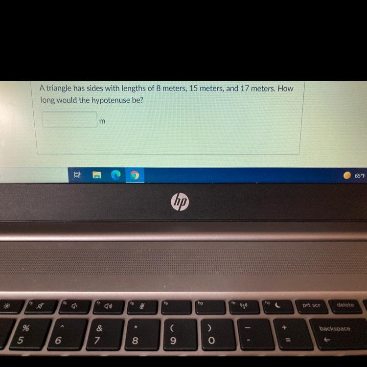 A triangle has sides with lengths of 8 m 15 m in 17 m how long would the hypotenuse-example-1