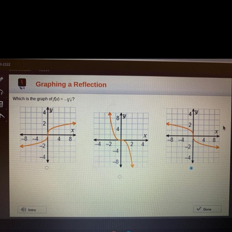 Which is the graph of f(x) = -√x?414x-8-42-2-4O4 8-4 -2844-8Oy2x↑4-8-4k42-2OUx4 84-example-1