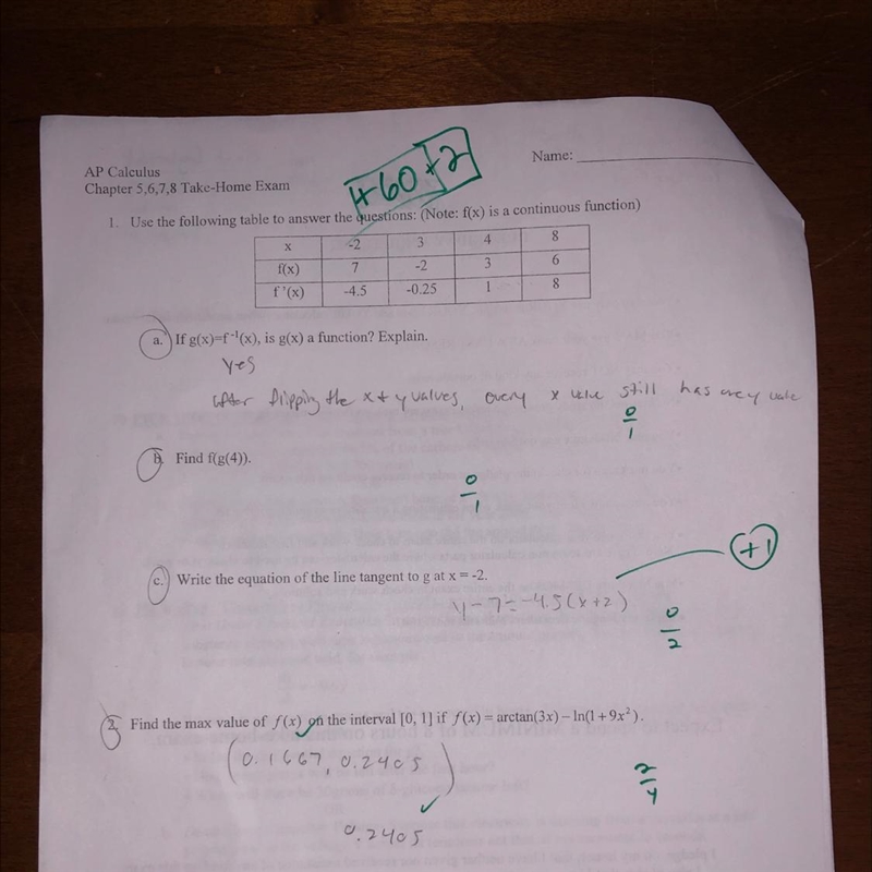 1. Use the following table to answer the questions: (Note: f(x) is a continuous function-example-1