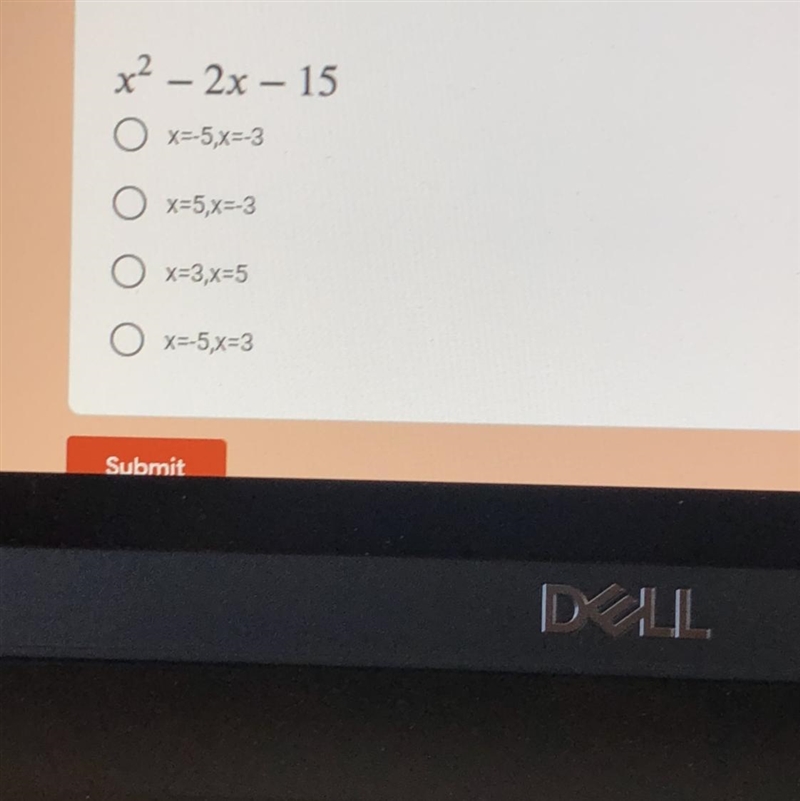 What are the roots for the trinomial below? *x2 – 2x – 15O x=-5,x=-3Ox=5,x=-3Ox=3,x-example-1