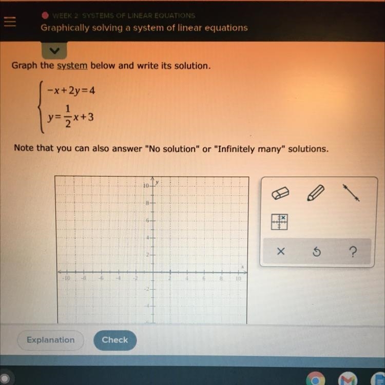 How is the line graphed and how do we determine the solution?-example-1