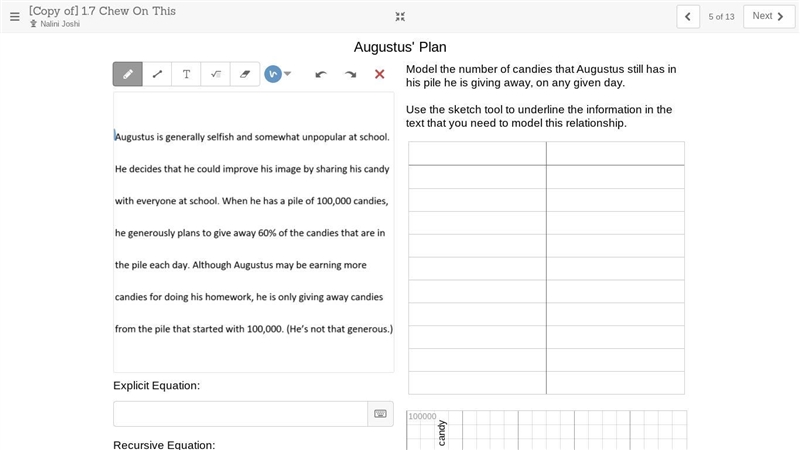 Fill in the tableWrite an explicit and recurisive equationHow many days will it take-example-1