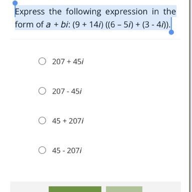 Express the following expression in the form of a + bi: (9 + 14i) ((6 – 5i) + (3 - 4i-example-1